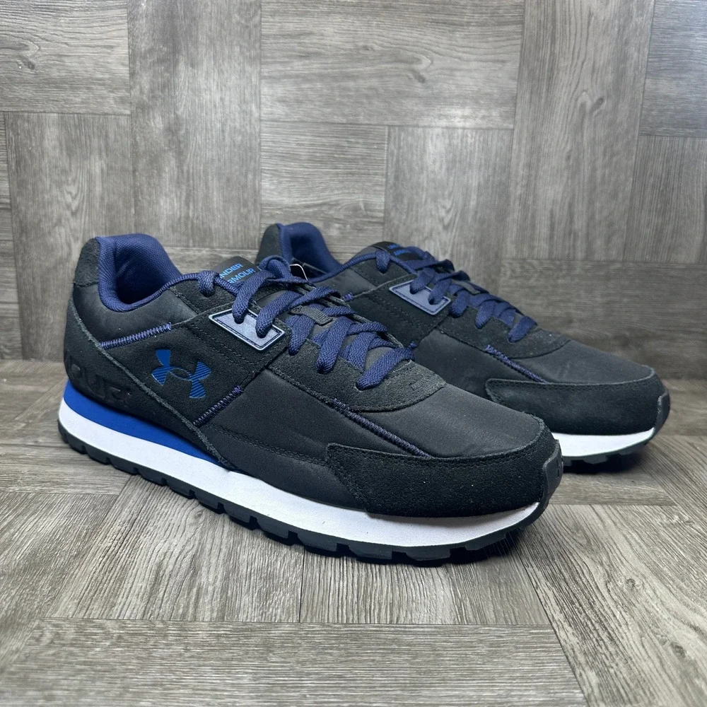 Under Armour Essential Runner Sneakers Mens 12 Black Blue NEW 3028408-002